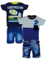 Cotton Half Sleeve T-Shirt With Denim Short PACK OF 2