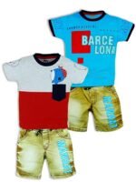 Cotton Half Sleeve T-Shirt With Denim Short PACK OF 2