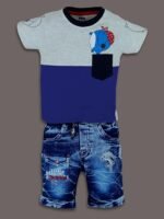 Cotton Half Sleeve T-Shirt With Denim Short PACK OF 2 - Image 3