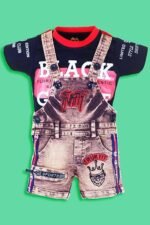 Kids Half Sleeve Denim Dungaree Dress Set with T-shirt for Baby Boys & Baby Girls|100% Cotton Printed Dungaree Set|Kids Dress for Baby Boys and Baby Girls