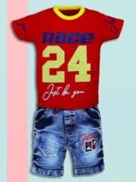Cotton Half Sleeve T-Shirt With Denim Short PACK OF 2 - Image 2
