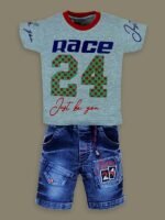 Cotton Half Sleeve T-Shirt With Denim Short PACK OF 2 - Image 2