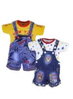 Kids Half Sleeve Denim Dungaree Dress Set PACK OF 2