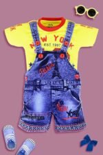 Kids Half Sleeve Denim Dungaree Dress Set PACK OF 2 - Image 2