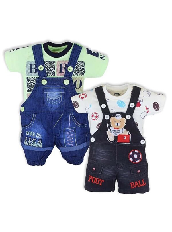 Kids Half Sleeve Denim Dungaree Dress Set PACK OF 2 - Image 1