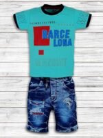 Cotton Round Neck Half Sleeve T-Shirt With Denim Short Clothing Set for Kids Half Pant For Boys Boys Tees Combo_Multicolor