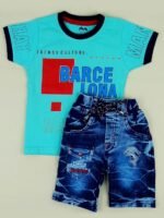 Cotton Round Neck Half Sleeve T-Shirt With Denim Short Clothing Set for Kids Half Pant For Boys Boys Tees Combo_Multicolor - Image 2