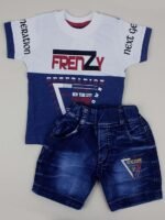 Cotton Round Neck Half Sleeve T-Shirt With Denim Short Clothing Set for Kids Half Pant For Boys Boys Tees Combo - Image 5