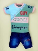 Cotton Half Sleeve T-Shirt With Denim Short PACK OF 2 - Image 3