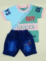 Cotton Half Sleeve T-Shirt With Denim Short PACK OF 2 - Image 8