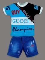 Cotton Half Sleeve T-Shirt With Denim Short PACK OF 2 - Image 7