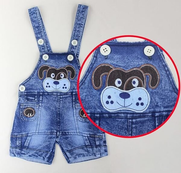 Kids Half Sleeve Denim Dungaree Dress Set with T-shirt for Baby Boys & Baby Girls|100% Cotton Printed Dungaree Set|Kids Dress for Baby Boys and Baby Girls - Image 2