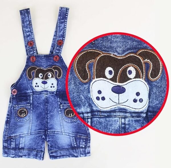 Kids Half Sleeve Denim Dungaree Dress Set with T-shirt for Baby Boys & Baby Girls|100% Cotton Printed Dungaree Set|Kids Dress for Baby Boys and Baby Girls - Image 2