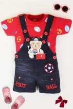 Kids Half Sleeve Denim Dungaree Dress Set with T-shirt for Baby Boys & Baby Girls|100% Cotton Printed Dungaree Set|Kids Dress for Baby Boys and Baby Girls