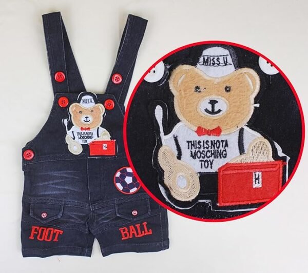 Kids Half Sleeve Denim Dungaree Dress Set with T-shirt for Baby Boys & Baby Girls|100% Cotton Printed Dungaree Set|Kids Dress for Baby Boys and Baby Girls - Image 3