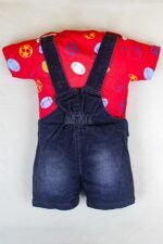 Kids Half Sleeve Denim Dungaree Dress Set with T-shirt for Baby Boys & Baby Girls|100% Cotton Printed Dungaree Set|Kids Dress for Baby Boys and Baby Girls - Image 2