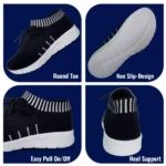 Women's Shoes for Walking Gym Training,Casual, Sports,Slip-On,Lightweight Lace up Athletics Slipon Running Sneaker for Ladies and Girls Navy - Image 4
