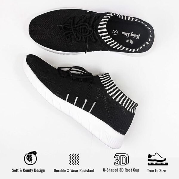 Walking Shoes Women Sock Sneakers Lightweight Comfy Breathable Casual Pull-on Daily Shoes_Black - Image 5