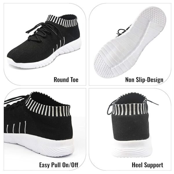 Walking Shoes Women Sock Sneakers Lightweight Comfy Breathable Casual Pull-on Daily Shoes_Black - Image 4