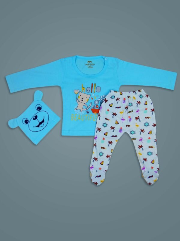 Cotton Clothing Sets for Boys & Girls - Unisex Clothing Sets Full Sleeve T-Shirt Pant & Cap_Green - Image 5