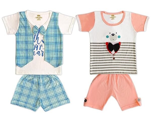 Cotton Half Sleeves T-shirt with Pant Set PACK OF 2 /Child Cotton T-Shirt And Shorts Clothing Set - Image 1
