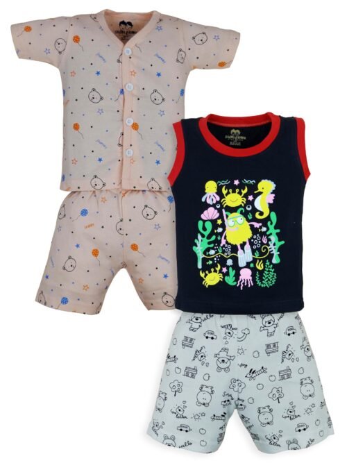 Cotton Half Sleeve T-Shirt With Short PACK OF 2