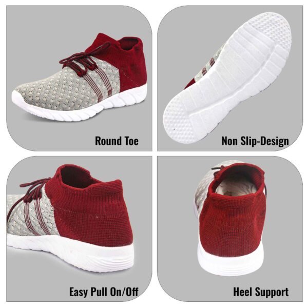 Women's Walking Shoes Lightweight Breathable Casual Jogging Shoes Ladies Tennis Shoes Workout Footwear Non-Slip Gym Sneakers for Women_Maroon - Image 4