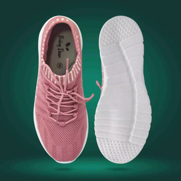 Women's Walking Shoes Lightweight Breathable Flying Woven Mesh Upper Casual Jogging Shoes Ladies Tennis Shoes Workout Footwear Non-Slip Gym Sneakers for Women_Pink - Image 3