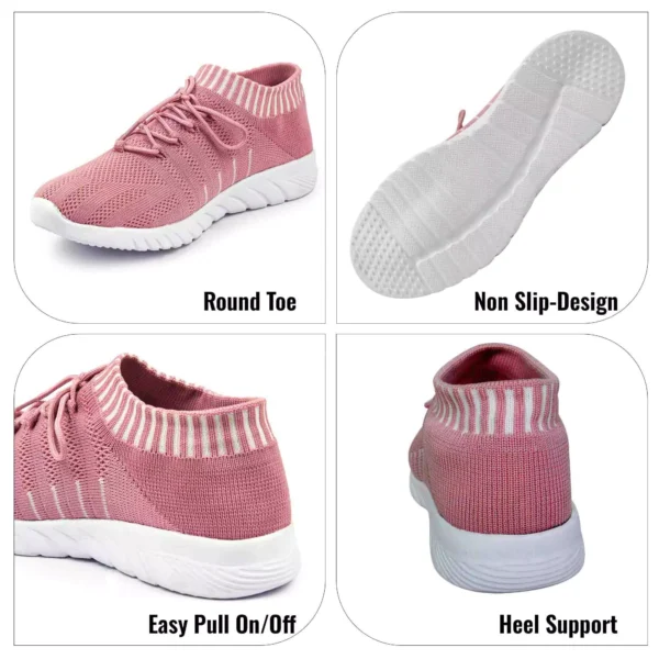 Women's Walking Shoes Lightweight Breathable Flying Woven Mesh Upper Casual Jogging Shoes Ladies Tennis Shoes Workout Footwear Non-Slip Gym Sneakers for Women_Pink - Image 6