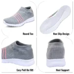 Women's Slip-On Sneaker | Casual Shoes for Running, Gym and Walking Sports Running Shoes for Women's & Girl's_Grey - Image 3