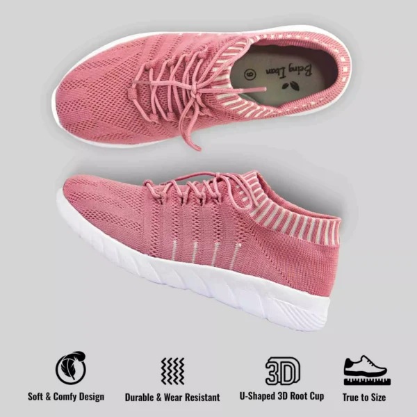 Women's Walking Shoes Lightweight Breathable Flying Woven Mesh Upper Casual Jogging Shoes Ladies Tennis Shoes Workout Footwear Non-Slip Gym Sneakers for Women_Pink - Image 4