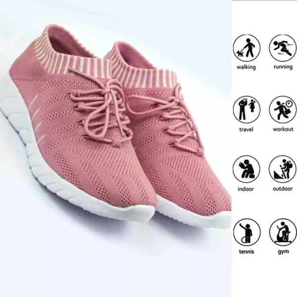 Women's Walking Shoes Lightweight Breathable Flying Woven Mesh Upper Casual Jogging Shoes Ladies Tennis Shoes Workout Footwear Non-Slip Gym Sneakers for Women_Pink - Image 5