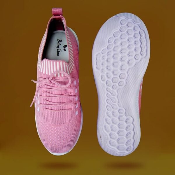 Women's Casual Shoes|Womens Running Sneaker|Women's Walking Shoes|Comfortable Lightweight Slip-ons| All Day Casual Wear Stylish Sneakers_Pink & White - Image 5