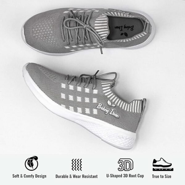 Women's Lightweight Athleisure Knitted Active Wear Slip-On Sneaker Shoes for Sports, Athletics and Walking_Grey - Image 5