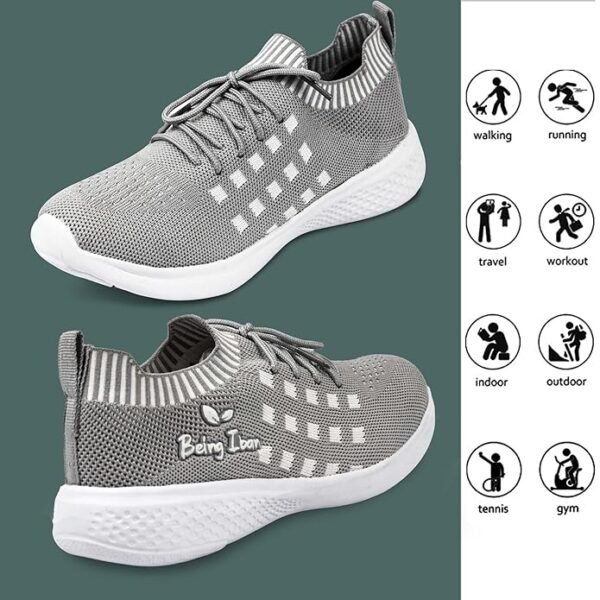 Women's Lightweight Athleisure Knitted Active Wear Slip-On Sneaker Shoes for Sports, Athletics and Walking_Grey - Image 4