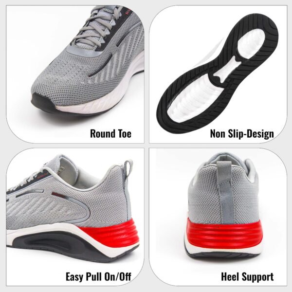 Men's Running Shoes Non Slip Shoes Breathable Lightweight Fashion Sneakers Slip Resistant Athletic Sports Walking Gym Work Shoes Grey & Black - Image 5