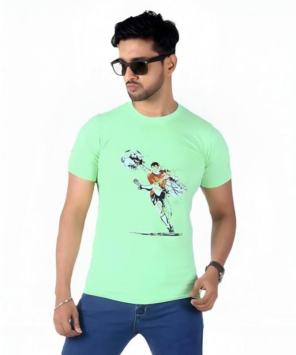 Men's Slim-Fit Eversoft Premium Cotton Short Sleeve Crewneck Tshirt,Breathable & Tag Free Skull Printed Tees For Men_Green - Image 1