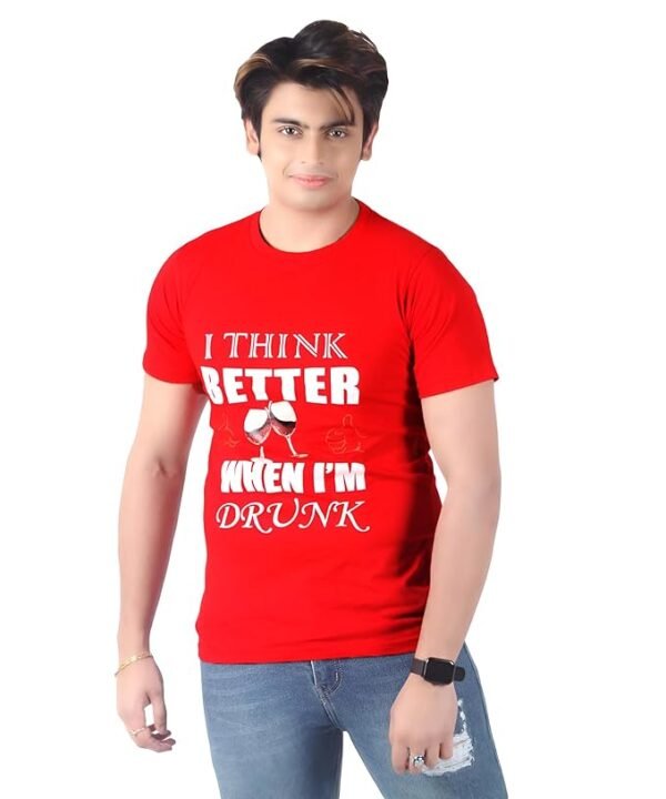 Men's Slim-Fit Eversoft Premium Cotton Short Sleeve Crewneck Tshirt,Breathable & Tag Free Skull Printed Tees For Men_Red - Image 1