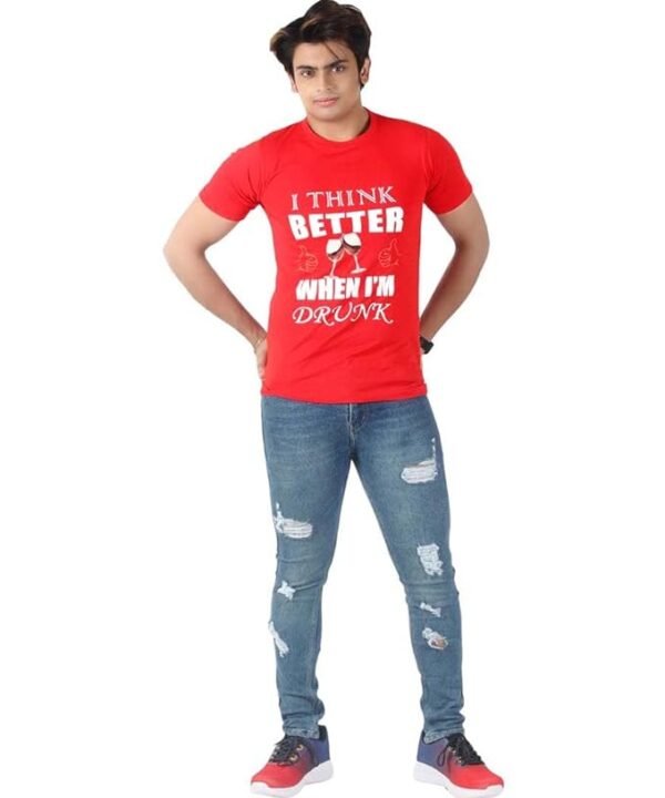 Men's Slim-Fit Eversoft Premium Cotton Short Sleeve Crewneck Tshirt,Breathable & Tag Free Skull Printed Tees For Men_Red - Image 3