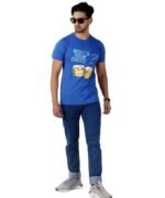 Men's Slim-Fit Eversoft Premium Cotton Short Sleeve Crewneck Tshirt,Breathable & Tag Free Skull Printed Tees For Men_Blue - Image 4