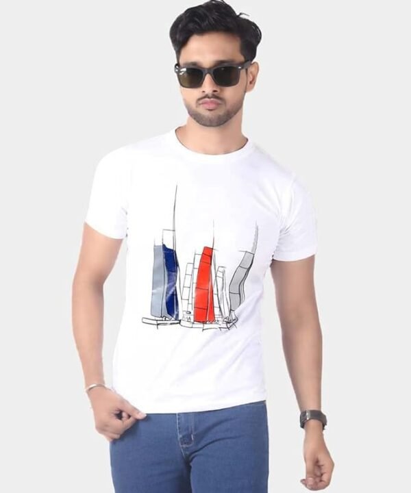 Men's Slim-Fit Eversoft Premium Cotton Short Sleeve Crewneck Tshirt,Breathable & Tag Free Skull Printed Tees For Men_White - Image 1