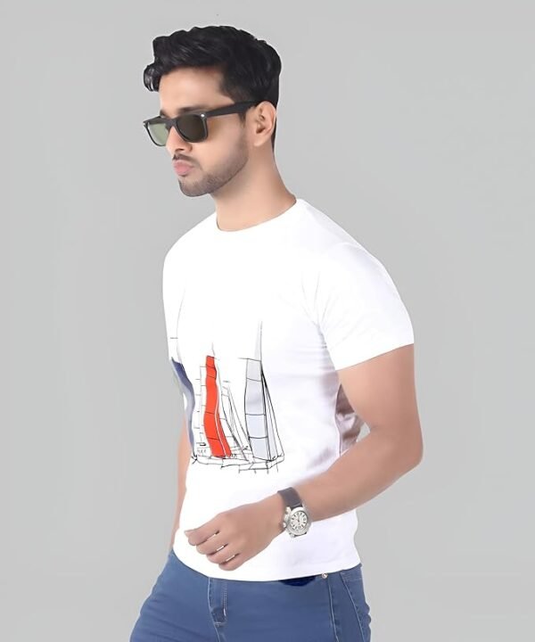 Men's Slim-Fit Eversoft Premium Cotton Short Sleeve Crewneck Tshirt,Breathable & Tag Free Skull Printed Tees For Men_White - Image 4