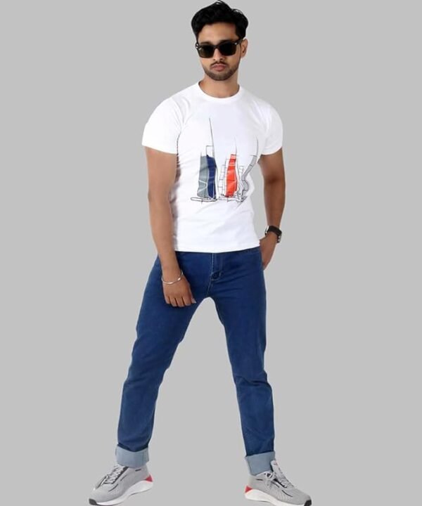 Men's Slim-Fit Eversoft Premium Cotton Short Sleeve Crewneck Tshirt,Breathable & Tag Free Skull Printed Tees For Men_White - Image 3