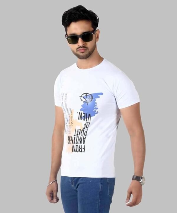 Men's Slim-Fit Eversoft Premium Cotton Short Sleeve Crewneck Tshirt,Breathable & Tag Free Skull Printed Tees For Men_White - Image 1