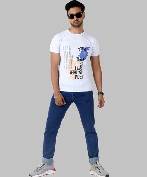 Men's Slim-Fit Eversoft Premium Cotton Short Sleeve Crewneck Tshirt,Breathable & Tag Free Skull Printed Tees For Men_White - Image 4