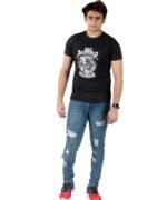 Men's Slim-Fit Eversoft Premium Cotton Short Sleeve Crewneck Tshirt,Breathable & Tag Free Skull Printed Tees For Men_Dark Grey - Image 3