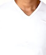 Men's Slim-Fit Eversoft Premium Cotton Short Sleeve V-Neck Tshirt,Breathable & Tag Free Solid Tees For Men_White - Image 4