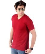 Men's Slim-Fit Eversoft Premium Cotton Short Sleeve V-Neck Tshirt,Breathable & Tag Free Solid Tees For Men_Maroon - Image 5
