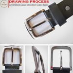 Genuine Men's Leather Belt, Full Grain Leather, Casual Jeans Leather Belts for Men,Hand Made Mens Casual Belts With Heavy Duty Metal Buckle__Black - Image 4