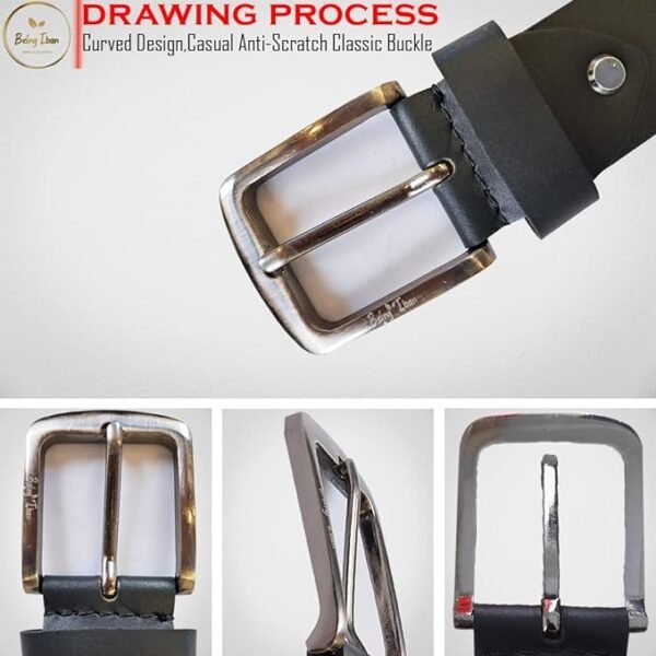 9876543210440_2 Genuine Men's Leather Belt, Full Grain Leather, Casual Jeans Leather Belts for Men,Hand Made Mens Casual Belts With Heavy Duty Metal Buckle__Black - Image 4